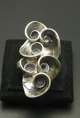 Genuine Stylish Long Sterling Silver Ring Solid 925 New Spirals Handmade Empress
