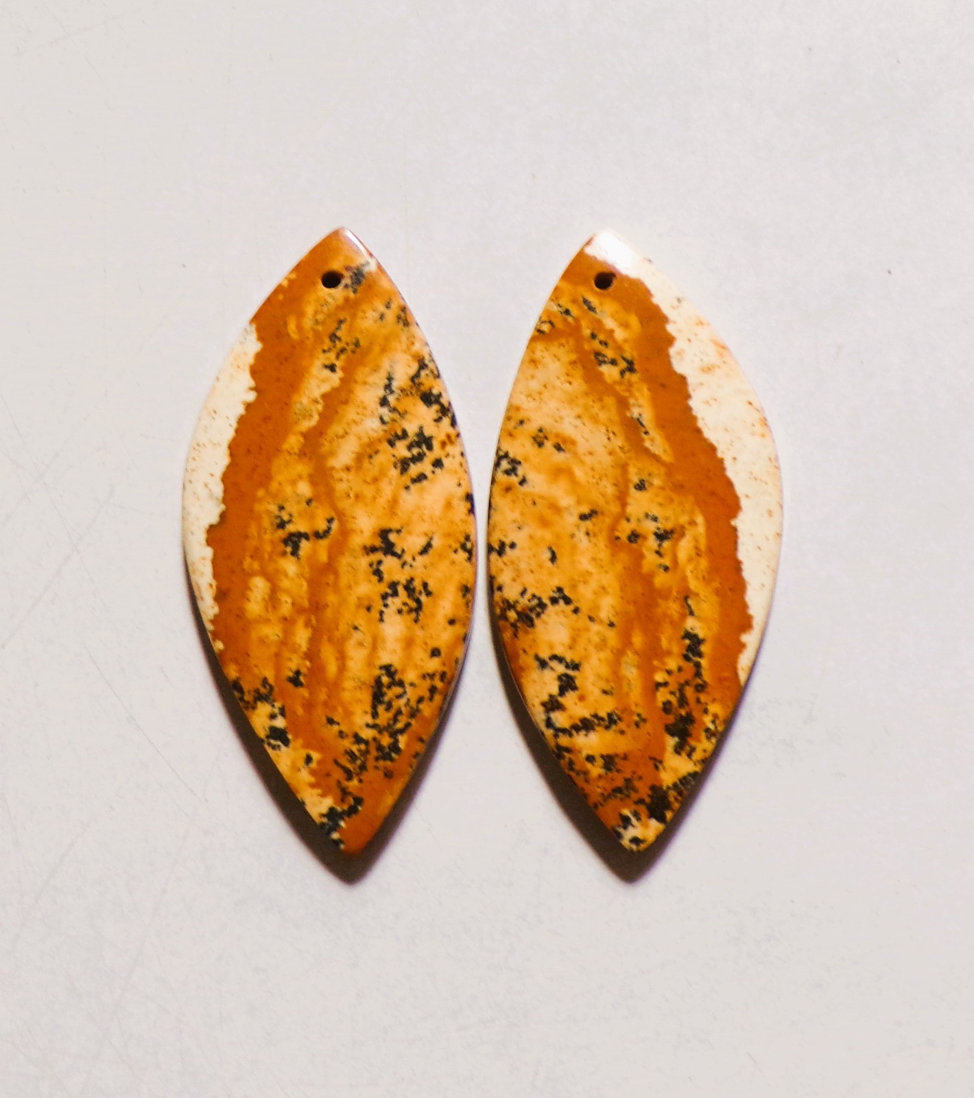 47.00 Cts Natural Picture Jasper Drilled Cabochon Match Pair Gemstone 41X19MM 01