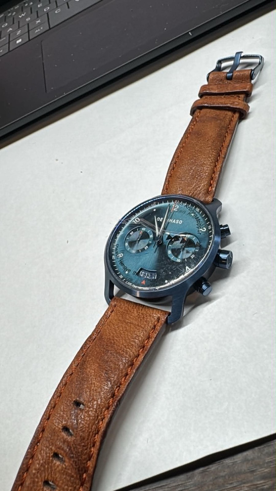 NEW Mens 42mm Detomaso Chrono QTZ Metalic blue D02-15 G2404 watch A40