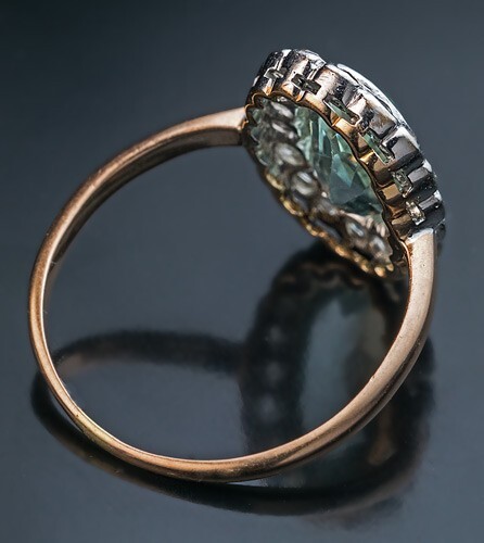 Christmas jewelry 1.9 Ct Simulated Aquamarine Gold Plated Royal Retro Style Ring