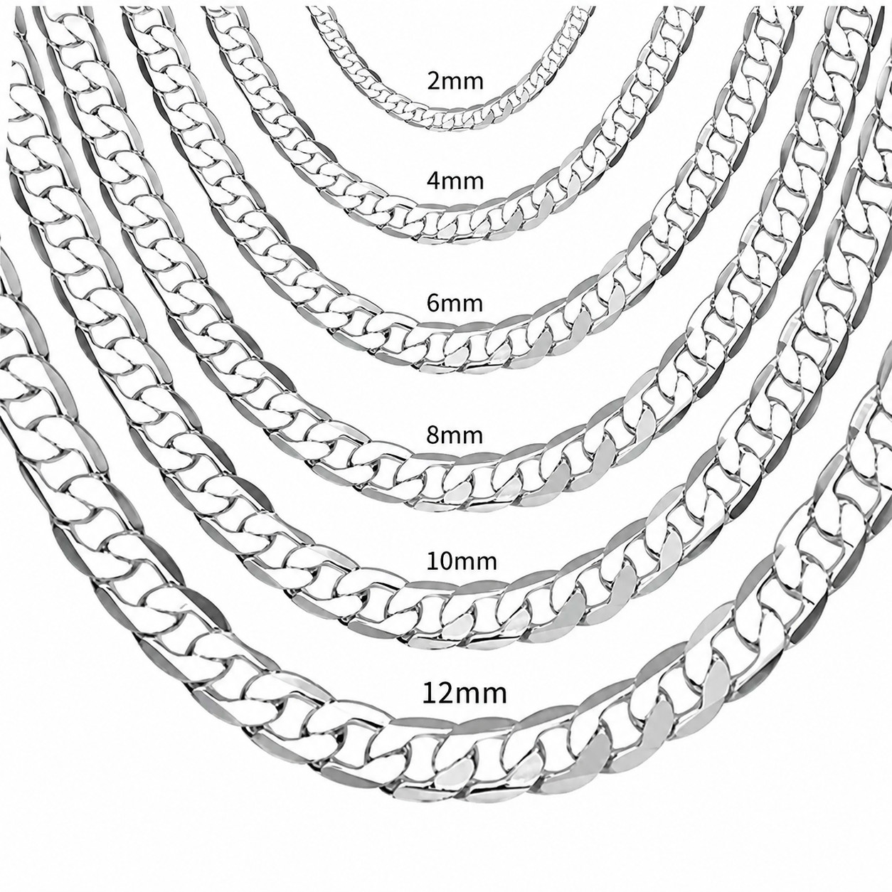925 Sterling Silver Chain Necklace Men Women 2-12mm 40-75cm Lobster Clasp
