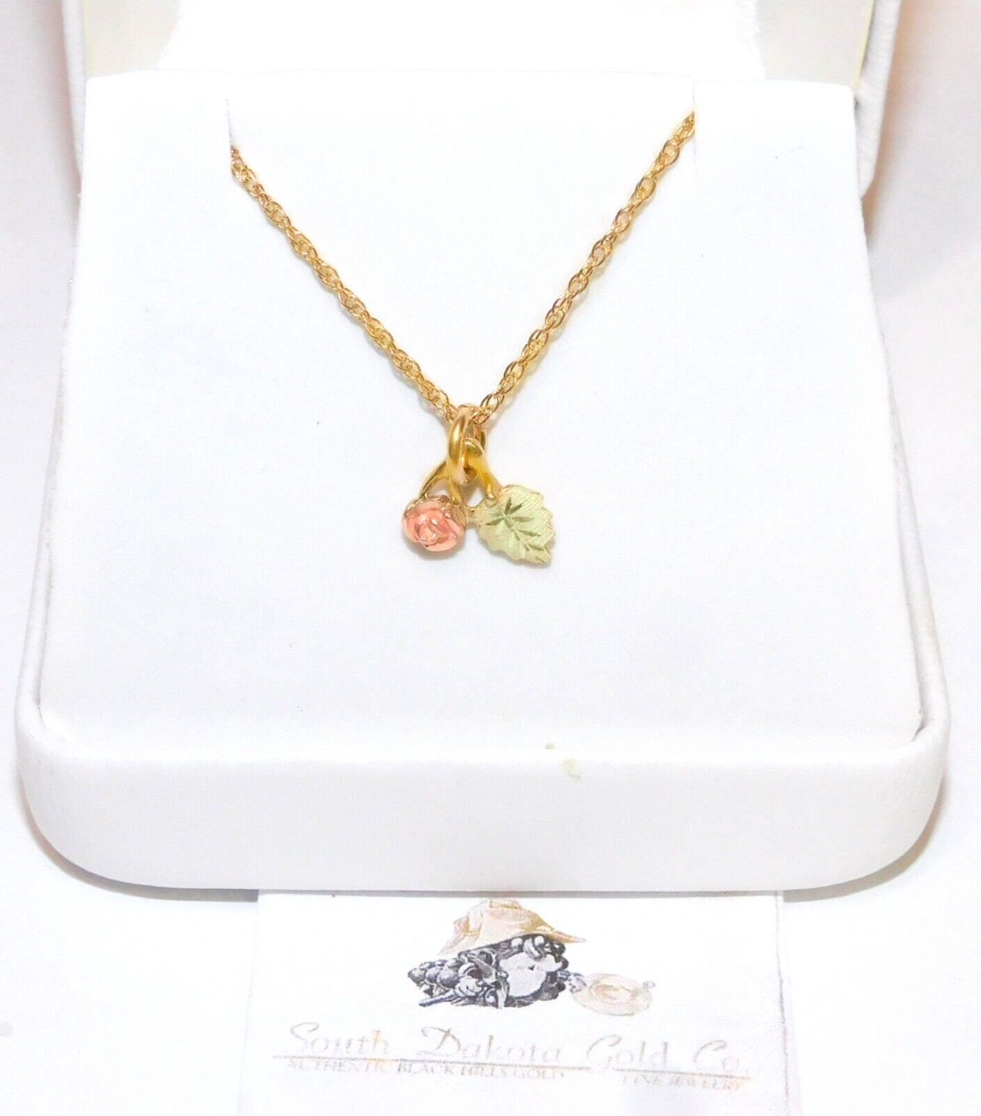 Black Hills Gold 10k Rose Leaf Pendant Necklace