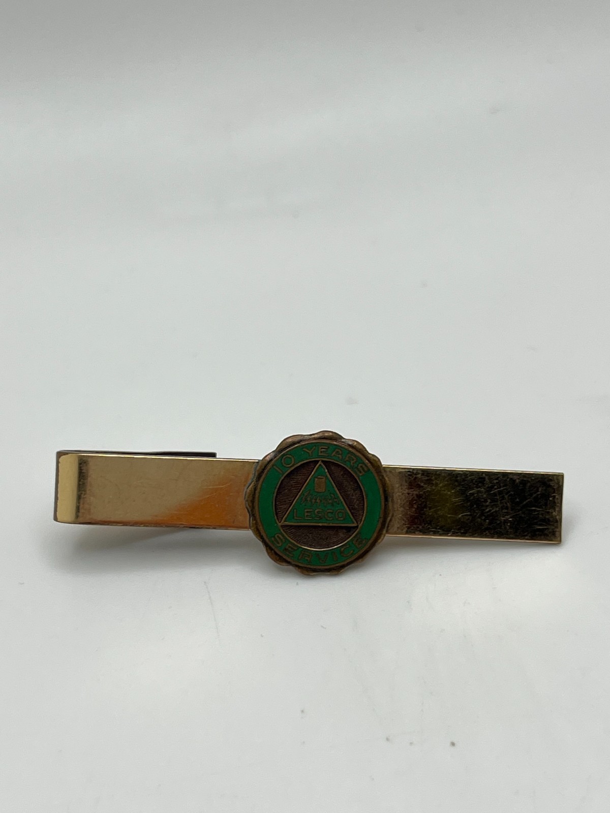 Vintage LESCO 10 Year Service Award Tie Bar Clip 12KT G.F Bliss Bros Gold Tone