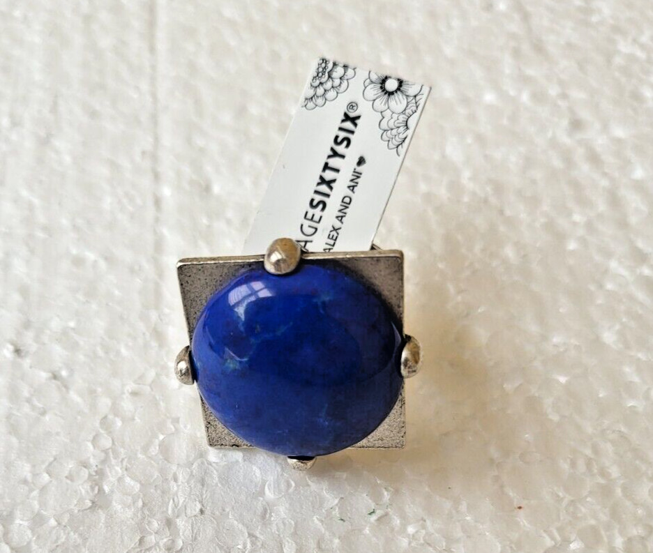 Alex and Ani Lapis Ring Vintage Sixty-Six Large Statement Pewter One Size $88