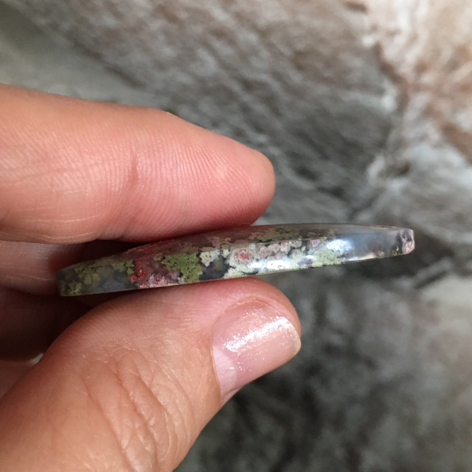 42.8×19.6x6mm Fine Garden Moss Agate Oval Cabochon Loose Picture Stone