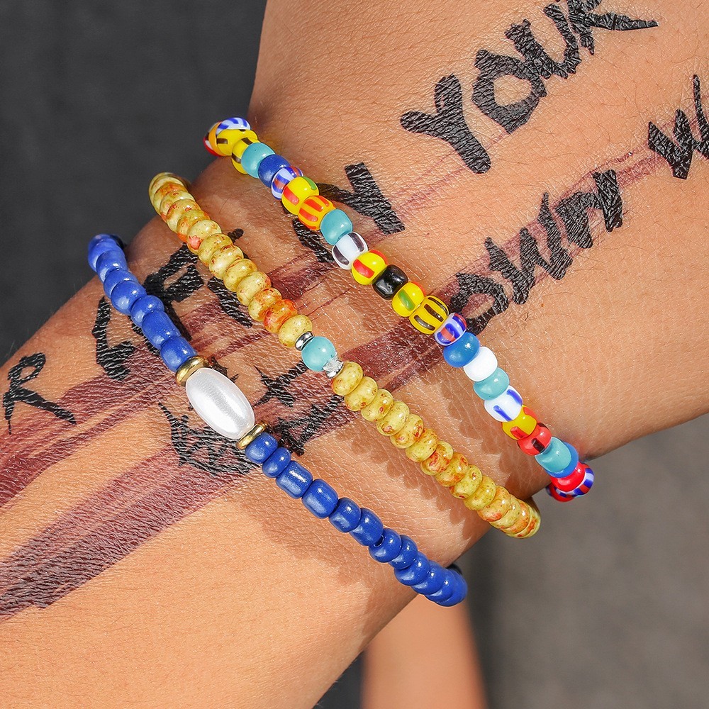 Colorful Beaded Bracelet Set Boho Style Handmade Stretch Jewelry for Men Women