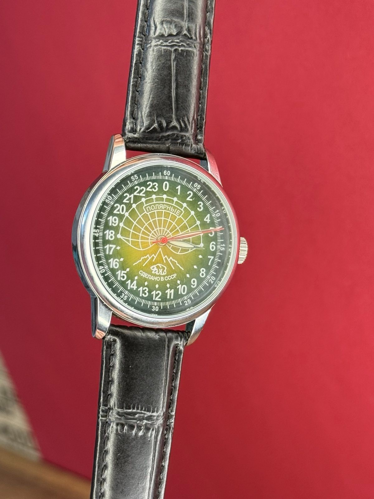 Watch Raketa 24h Automatic Wrist Men’s Russian Soviet USSR Polar Day Green