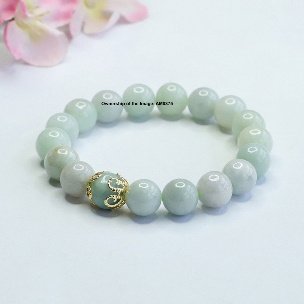 New Natural Grade A Jade Light-Green 10mm Bead Stretch Bracelet 14-16cm