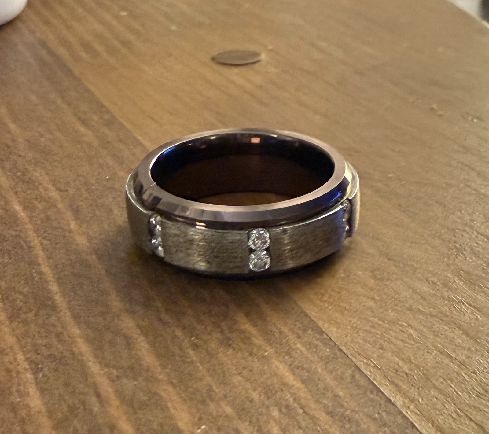 Men’s Triton 8mm Tungsten Diamond Ring Satin Finish Espresso Size 9.5
