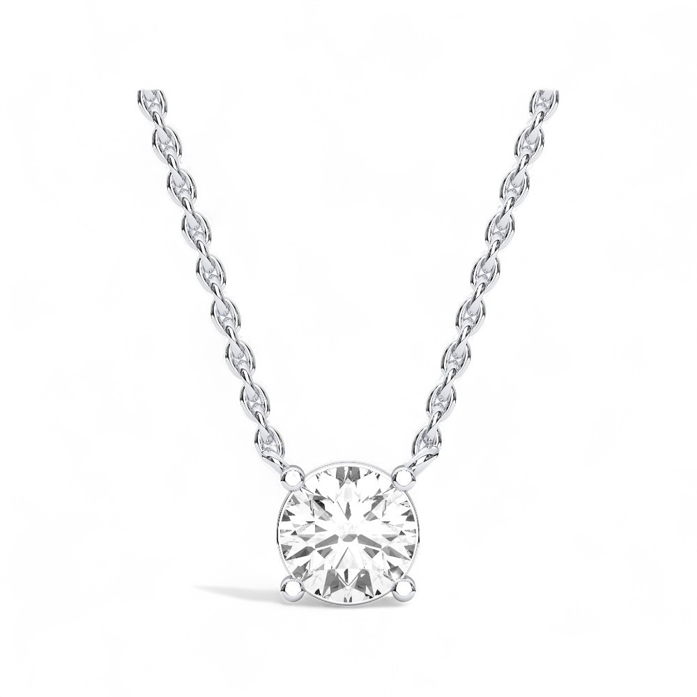 Certified 0.50ct Round Lab Created Grown Diamond Pendant Necklace 14k White Gold