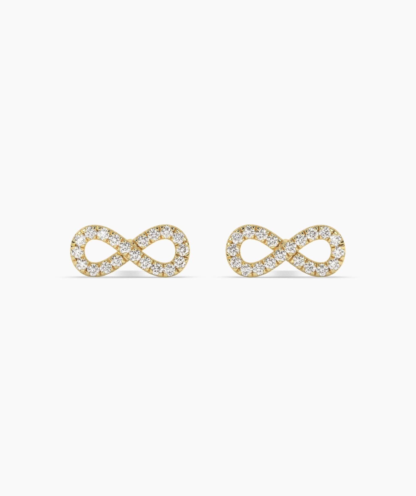 Round Cut Lab Grown Diamond 14K Gold Pave Diamond Infinity Symbol Stud Earrings