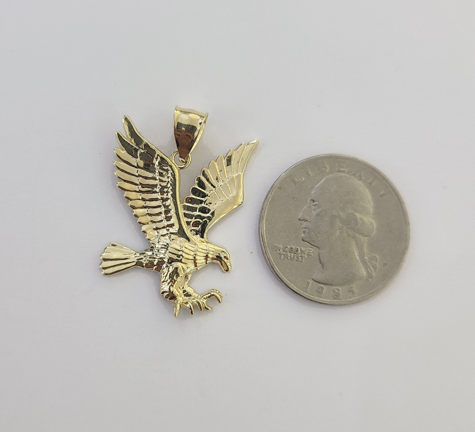 10K Yellow Gold Flying Eagle Charm 1 – 2″ Inch Bird Pendent Real 10kt