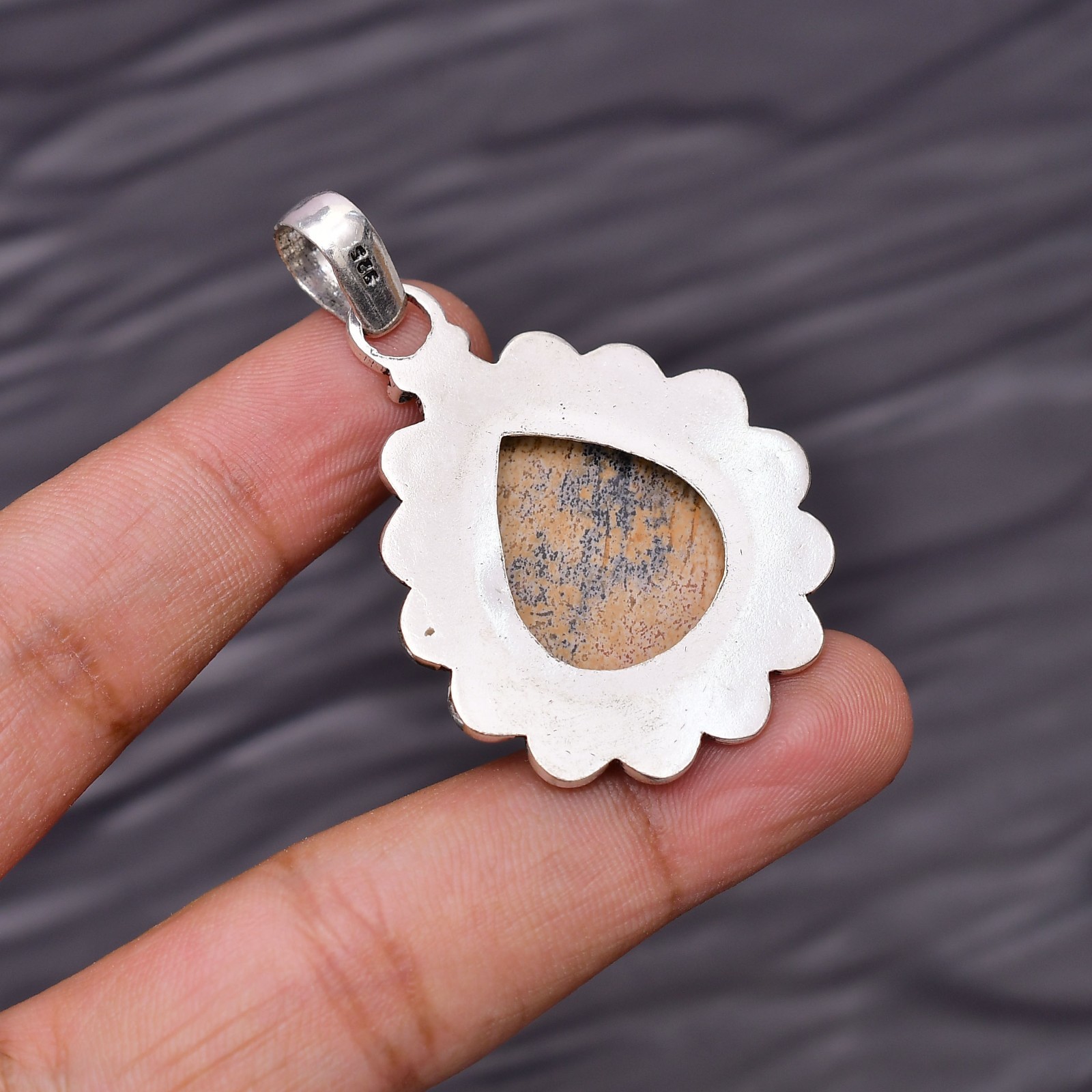 Picture Jasper Gemstone 925 Sterling Silver Jewelry Pendant 1.81″