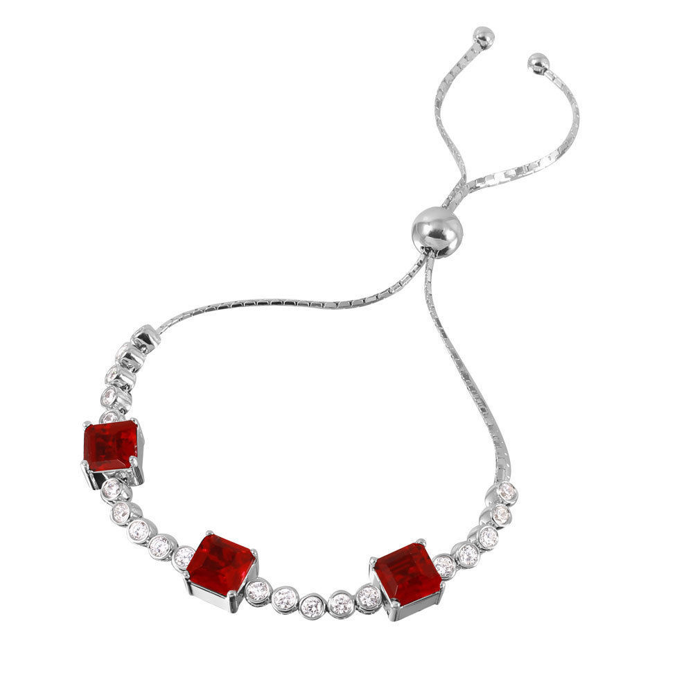 PAST/PRESENT/FUTURE BRACELET W/ 8.50 CT ACCENTS / RUBY 925 STERLING SILVER