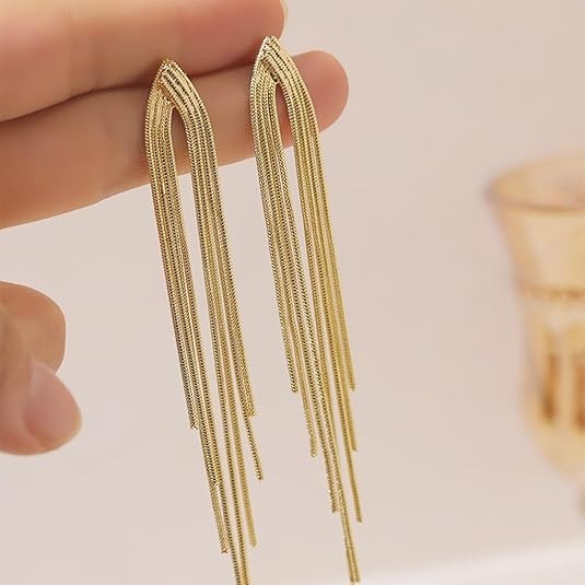 Pendientes Largos Colgantes De oro Para Mujer Accesorios Joyería Regalo