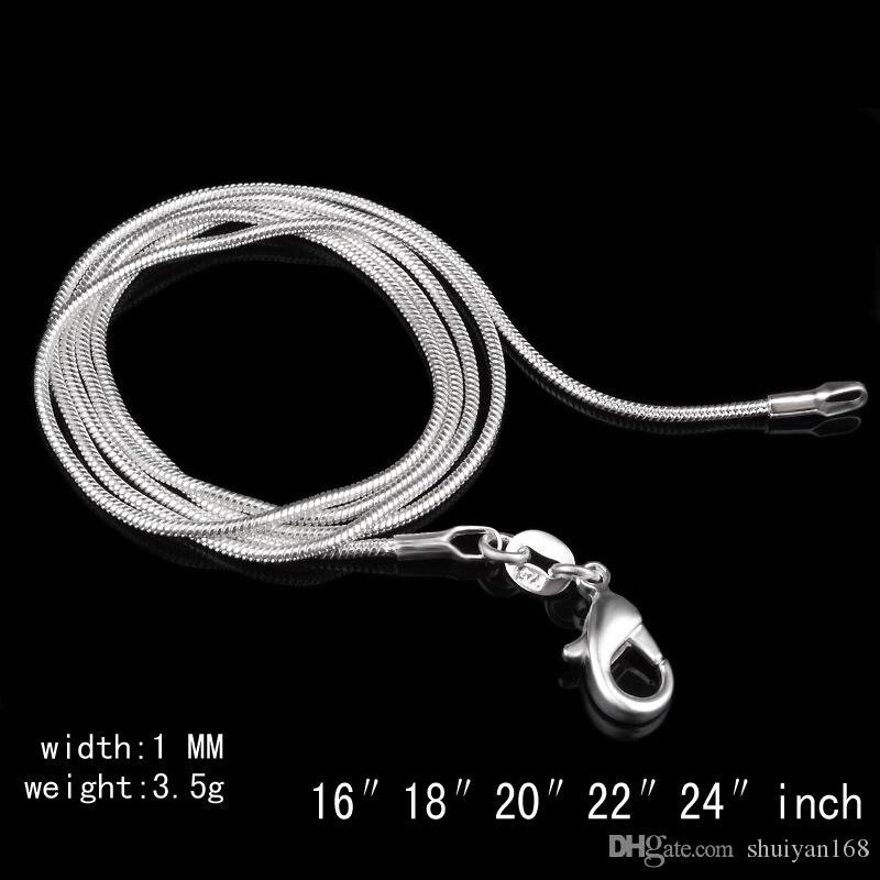 925 Sterling Silver Plated 1MM 3.5 Gram Necklace Chains Men Women Size 24″ Inch