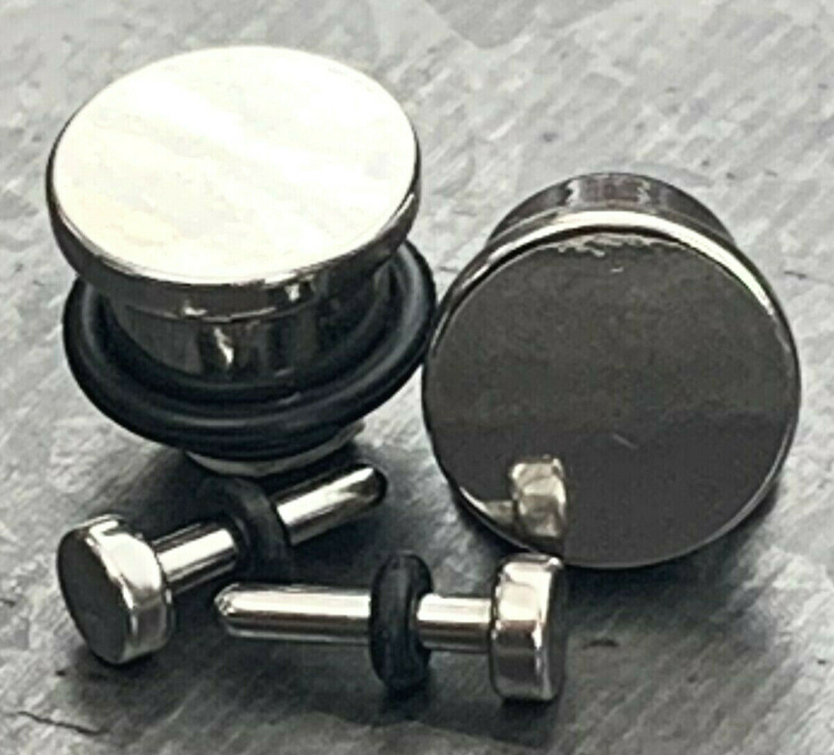 PAIR 316L Surgical Steel Bullet Flat Head Plugs Tunnels Gauges Body Jewelry