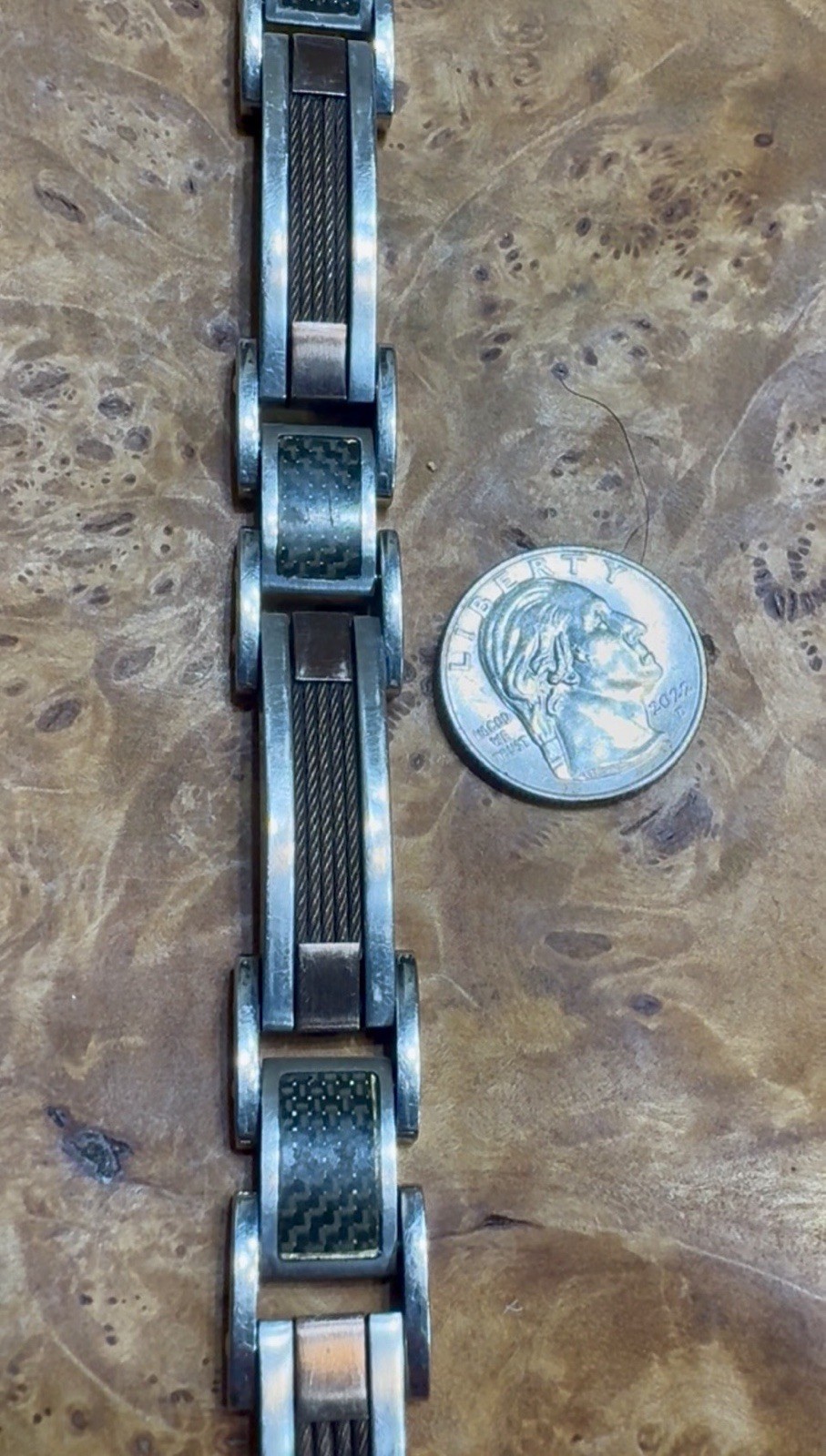 Stainless Steel RCI Cable Carbon Fiber & Copper 8.5” Men’s Bracelet Look