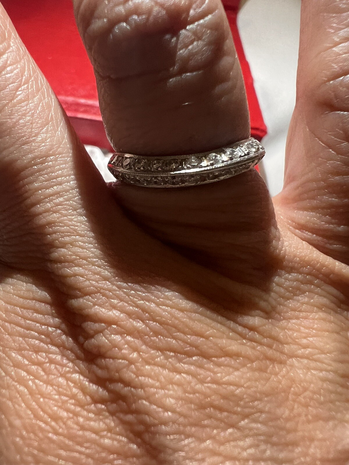 platinum art deco knife edge Double diamond contoured band ring Wedding Curved