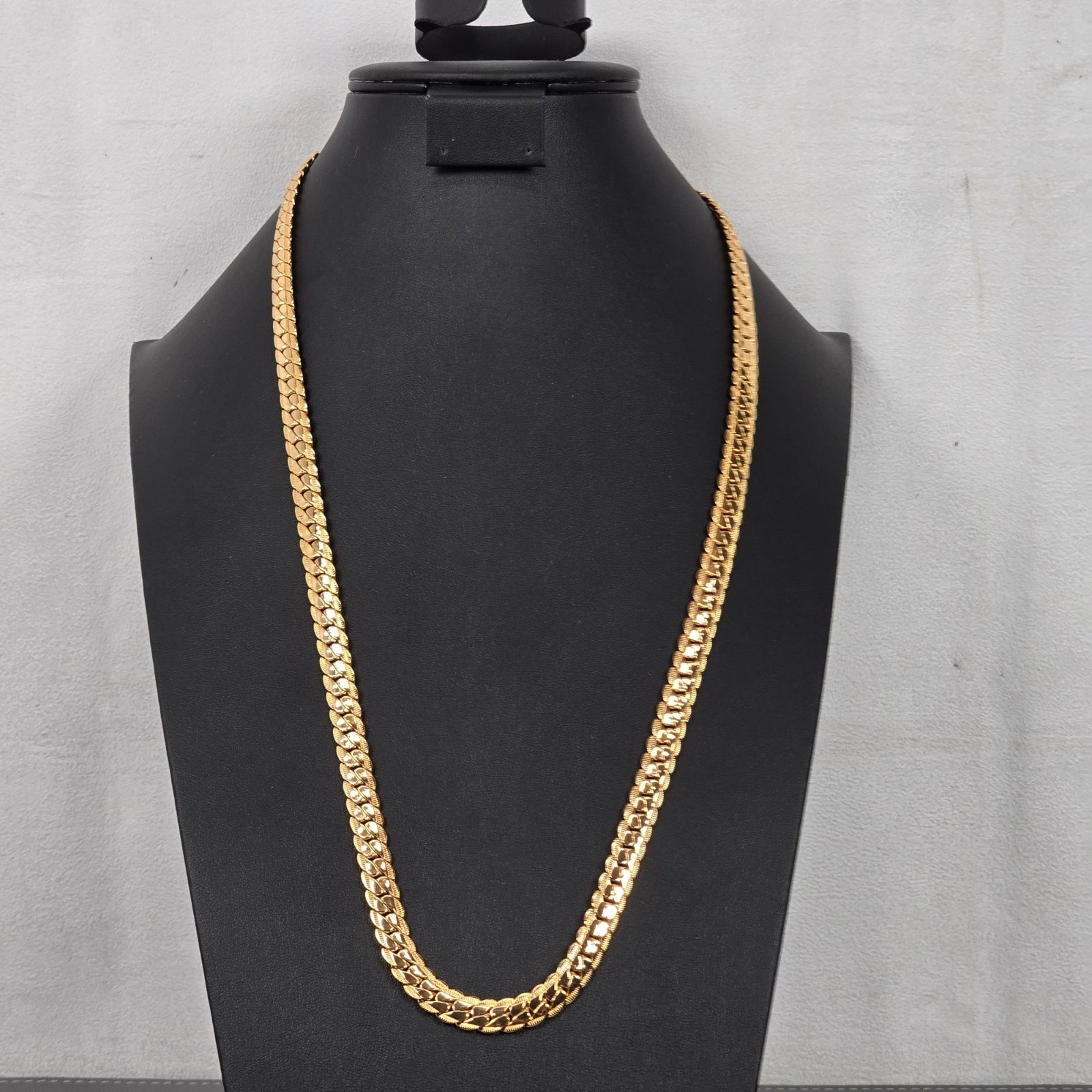 Cool 12K Gold-Plated Miami Cuban Chunky Curb Link Textured Chain Necklace 28″ U7