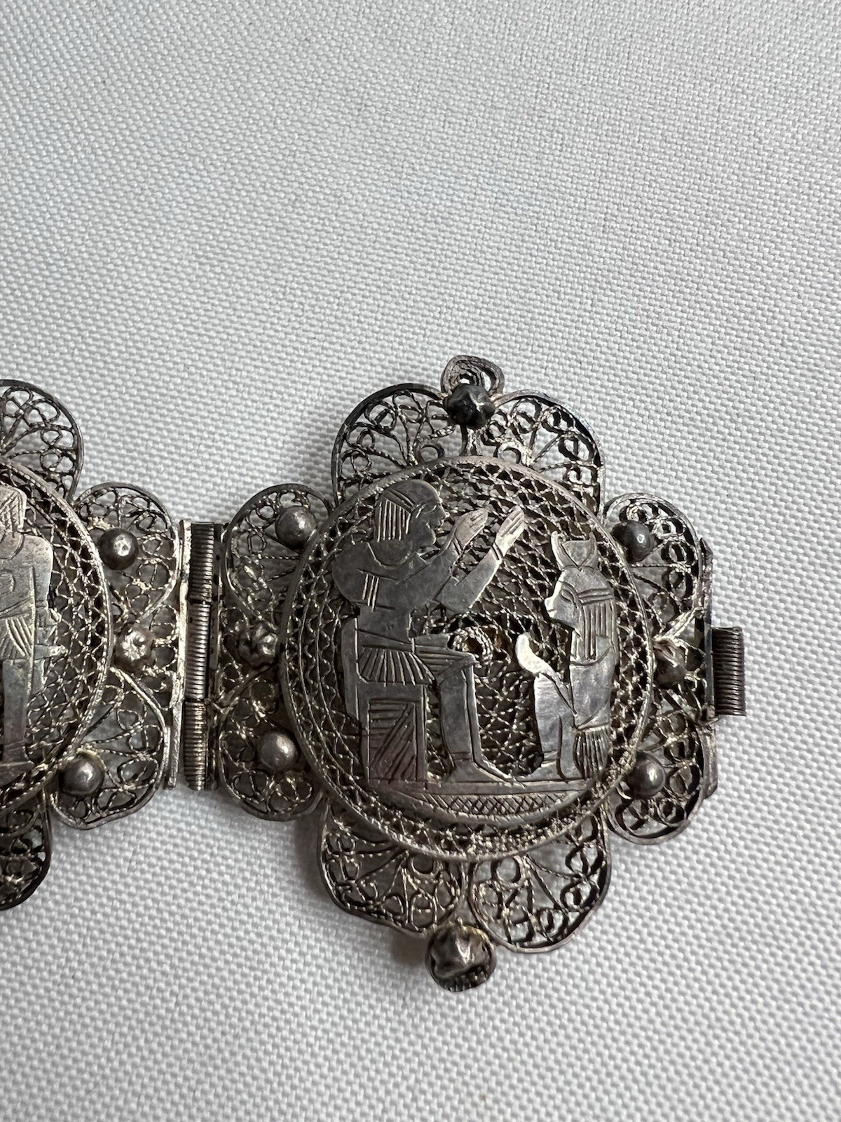 Vintage Egyptian Silver Souvenir Filigree Bracelets Lot Of 2 Made Egypt