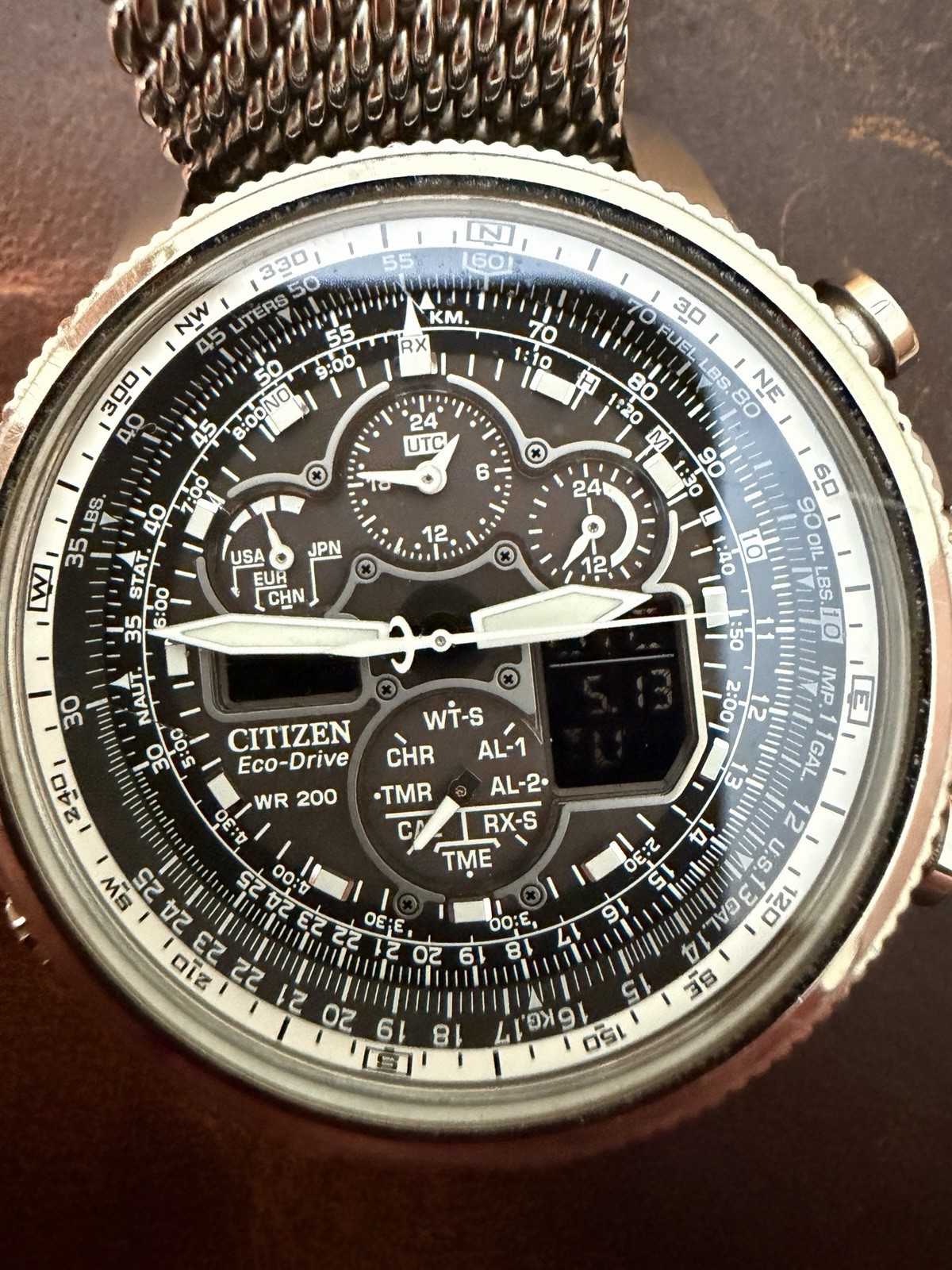 Atomic Pilot Watch Solar Eco-Drive Mesh Bracelet JY8030