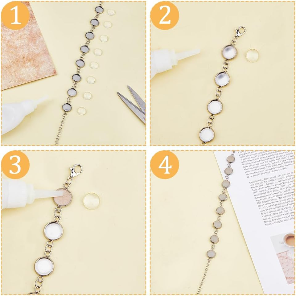 8Pcs Cabochon Bracelet Making Kit Base Bangle Blank Settings Stainless Steel Bra