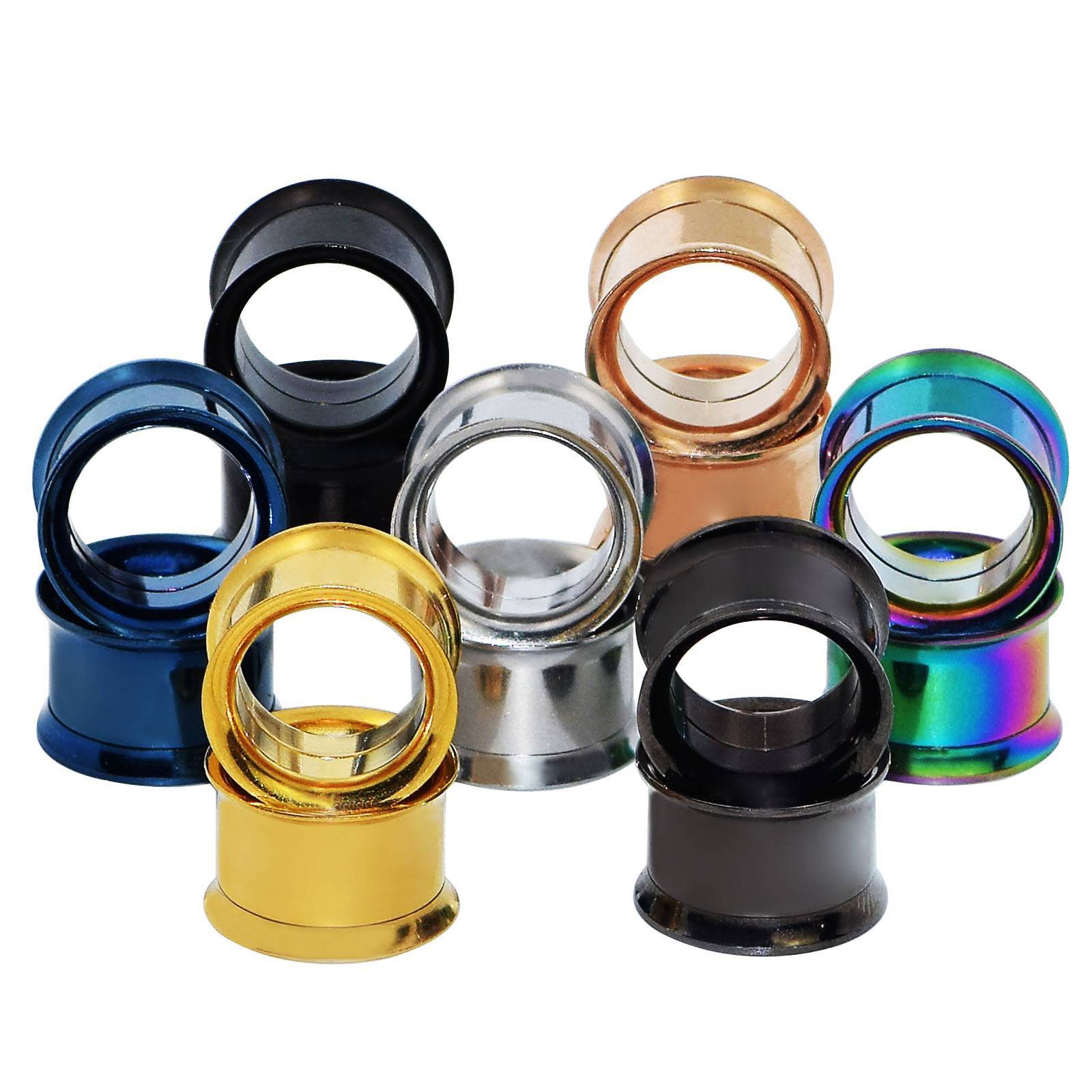 Ear Gauges Ear Plugs Stainless Steel Screw Flesh Tunnels Hollow Earskins – 2PCS