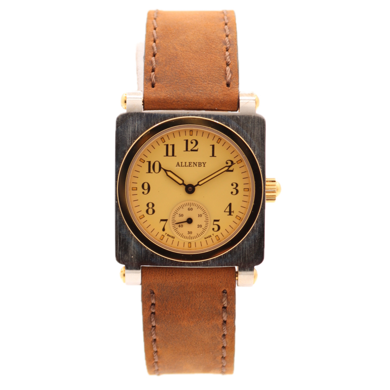 NOS 30mm Allenby 94214 Savannah 15J Men’s Quartz Wristwatch Steel & Gold Tone