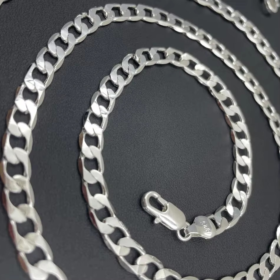 Collar de plata 925 para hombre y mujer cadena cubana de 2/4/6/8/10 mm 18-24″
