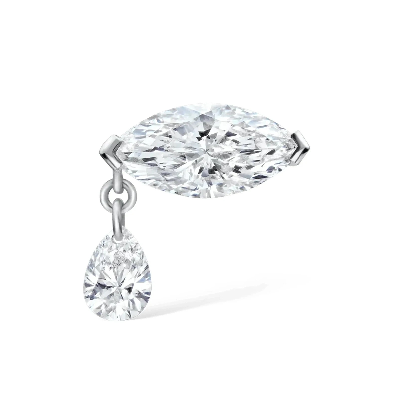 925 Sterling Silver Marquise Pear Moissanite Drop Stud Earrings