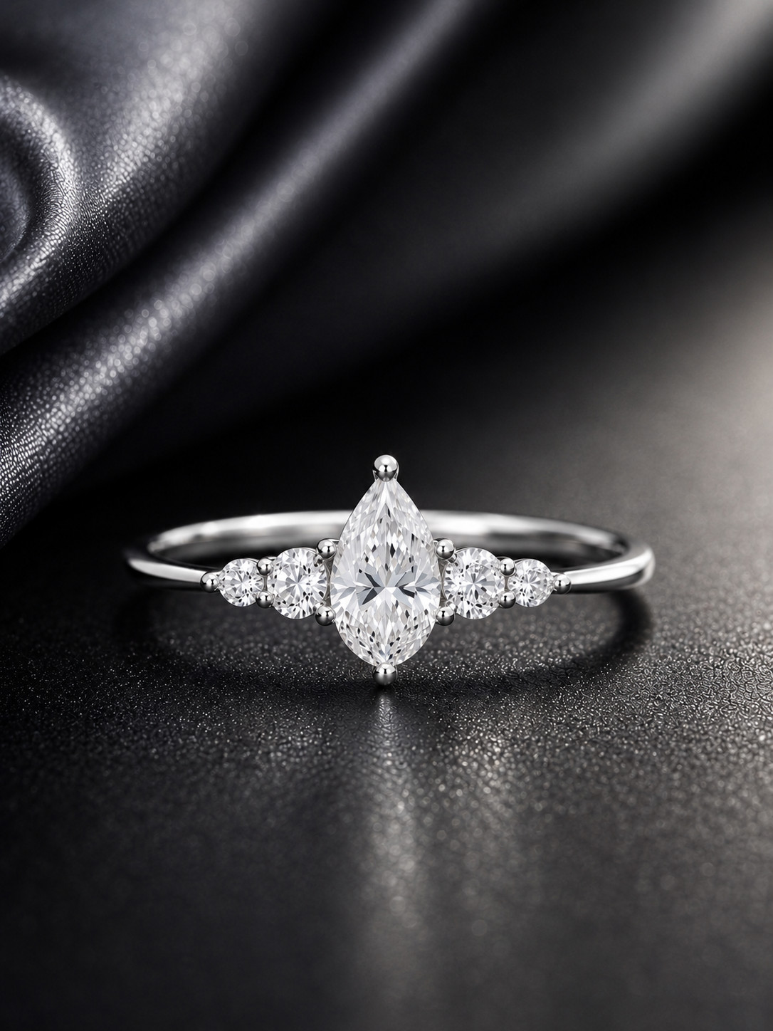 2Ct Pear Cut Lab Created Diamond Solitaire Engagement Ring 14K White Gold Plated