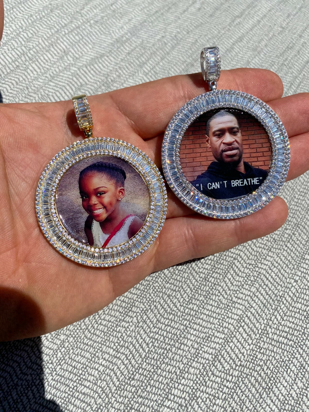 Solid 925 Silver Custom HipHop Photo Pendant Icy Memory Medallion Gold Plated CZ