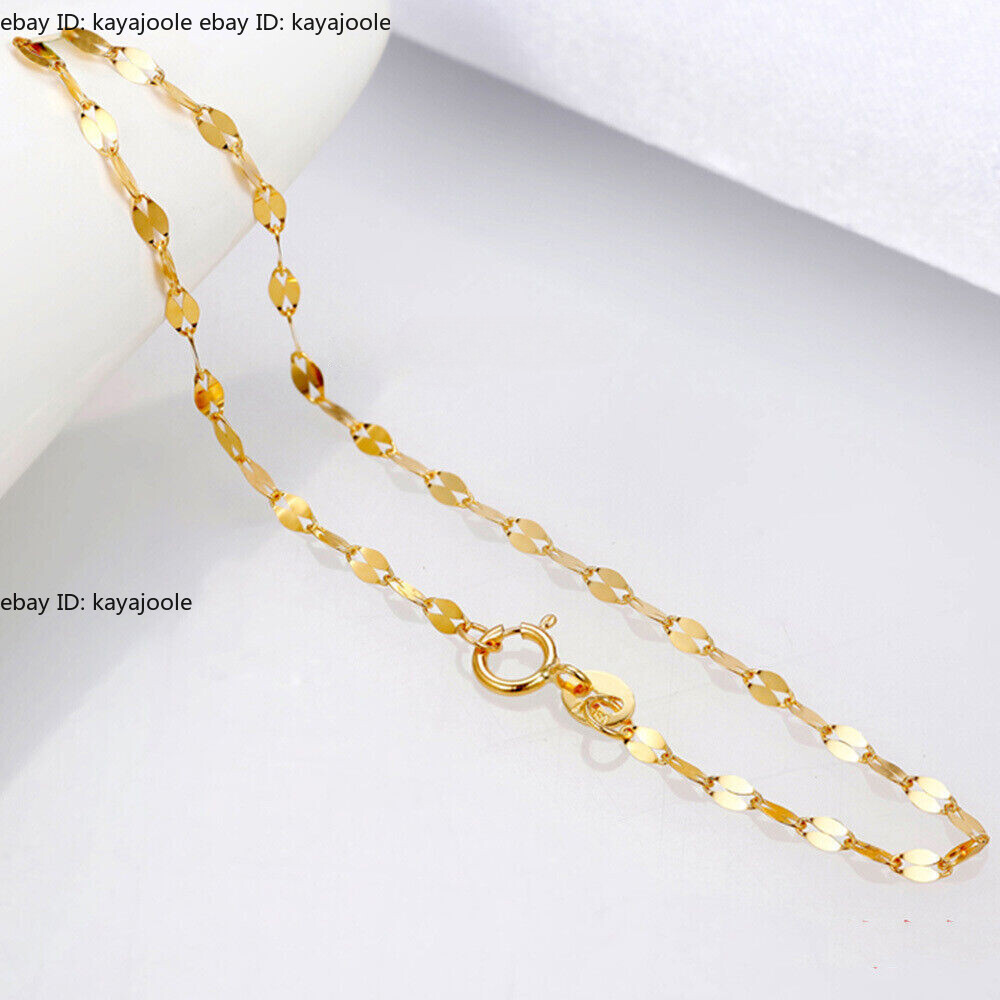 Pure Au750 18K Yellow Rose Gold Chain 1.4mm Kiss Lip Link Bracelet 6.3-7.1inch