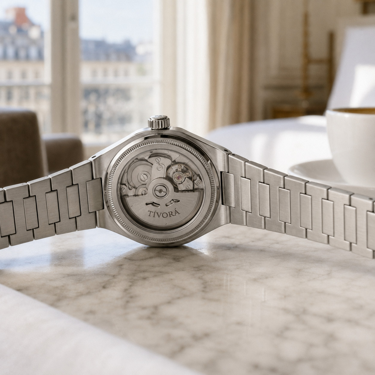 TÍVORÁ Échelon Argent Steel Lime Dial – Custom Branded Automatic Watch