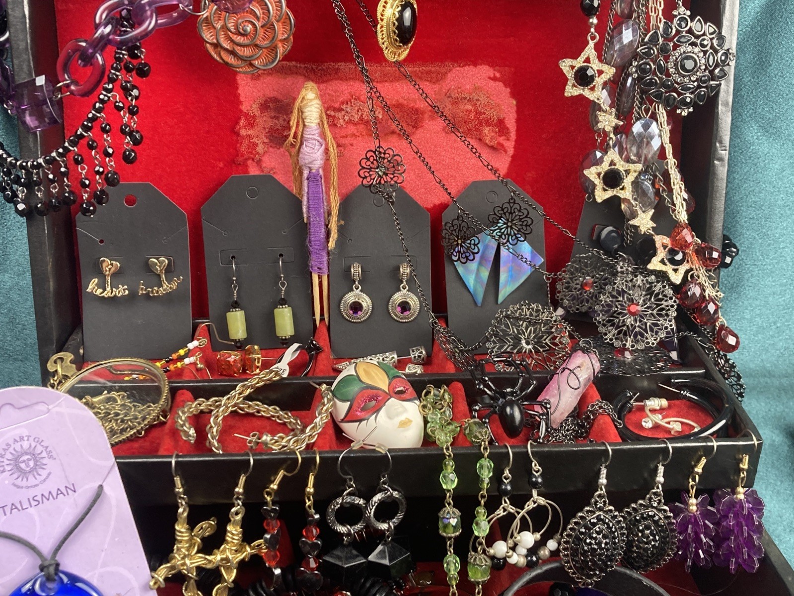 50Lot Gothic Inspired Costume Jewelry Romance Goth Earring Emo & Jewelry Box