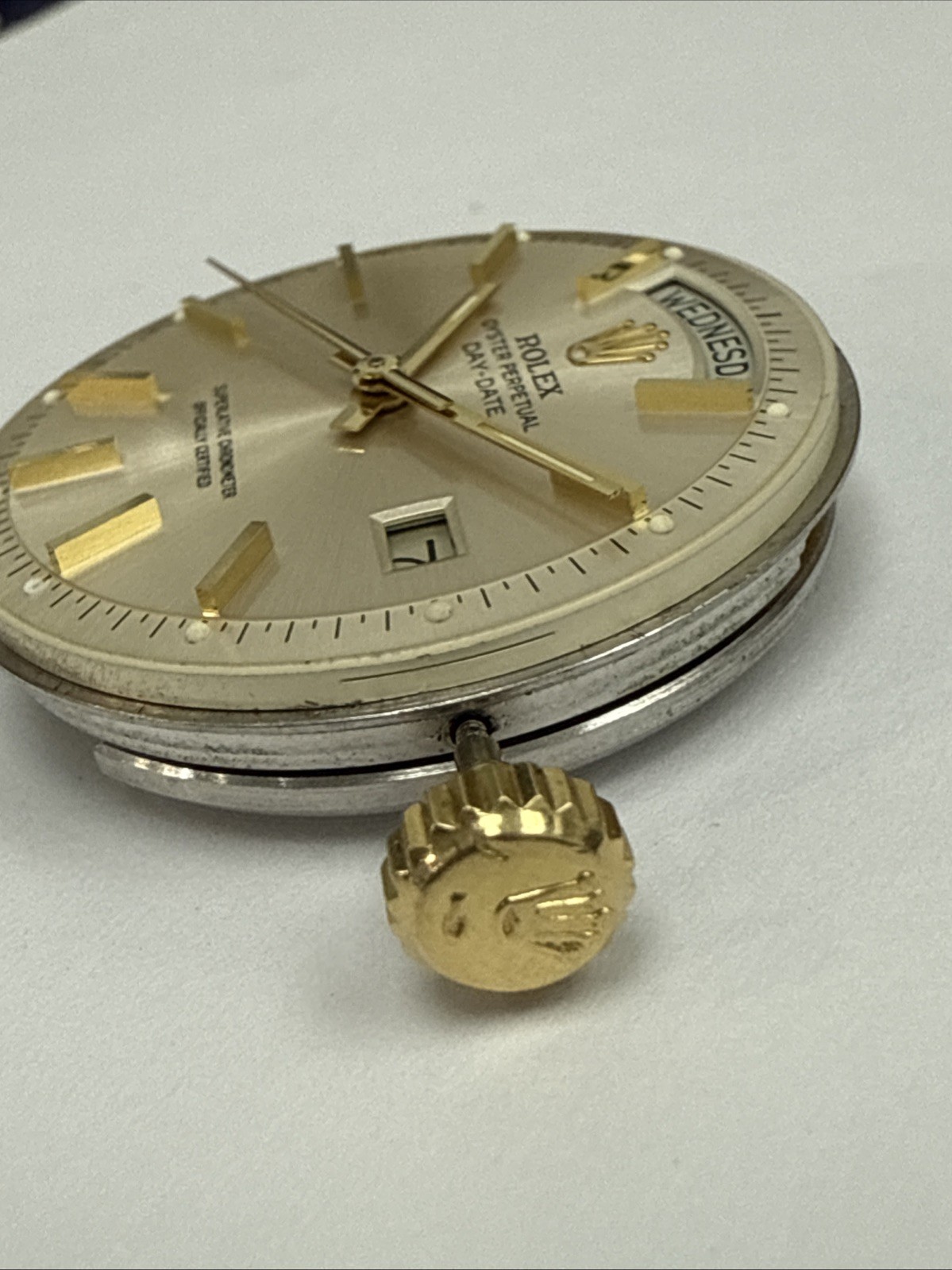 Rolex President 36 mm 1556 Non Quick Set Complete Movement, Pie Pan Dial & Crown