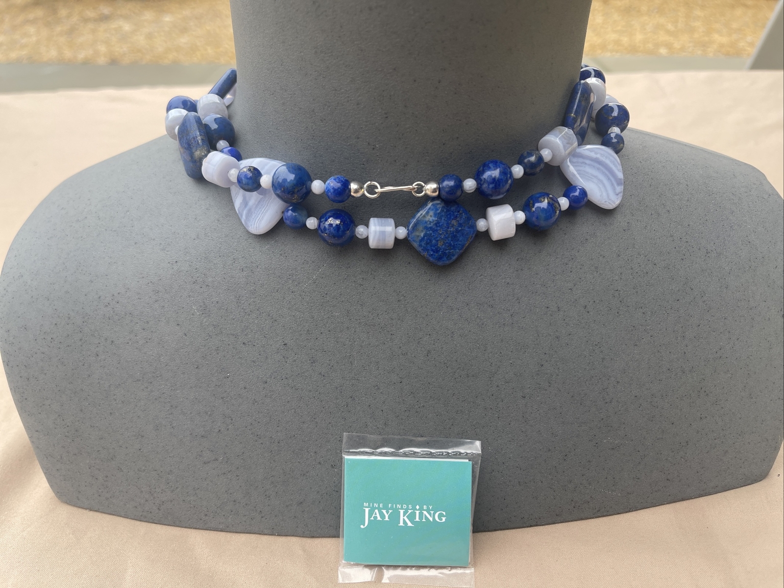 Mine Finds by Jay King DTR Sterling 925 blue lace agate lapis Nexklace 156 Grams