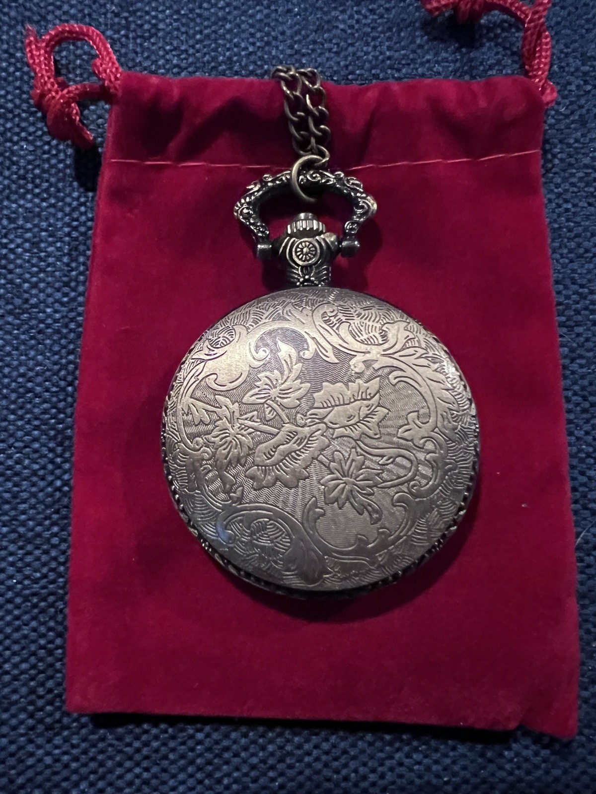 U. S. ARMY MILITARY POCKET WATCH BRONZE QUARTZ ANALOG 80cm CHAIN-no battery