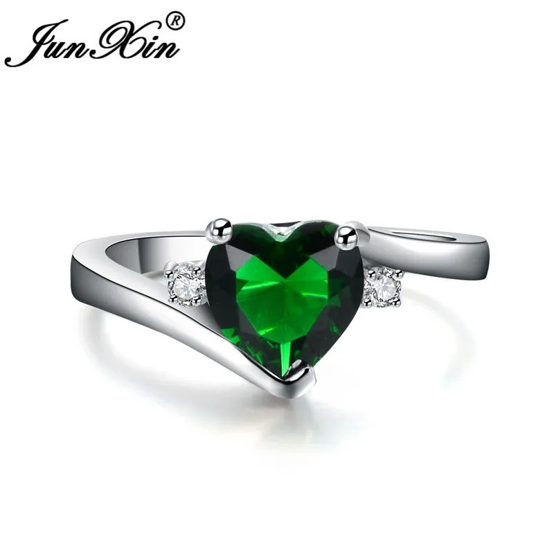 Elegant Heart Silver Filled Women Wedding Ring Birthstone Ring Sz 6-11