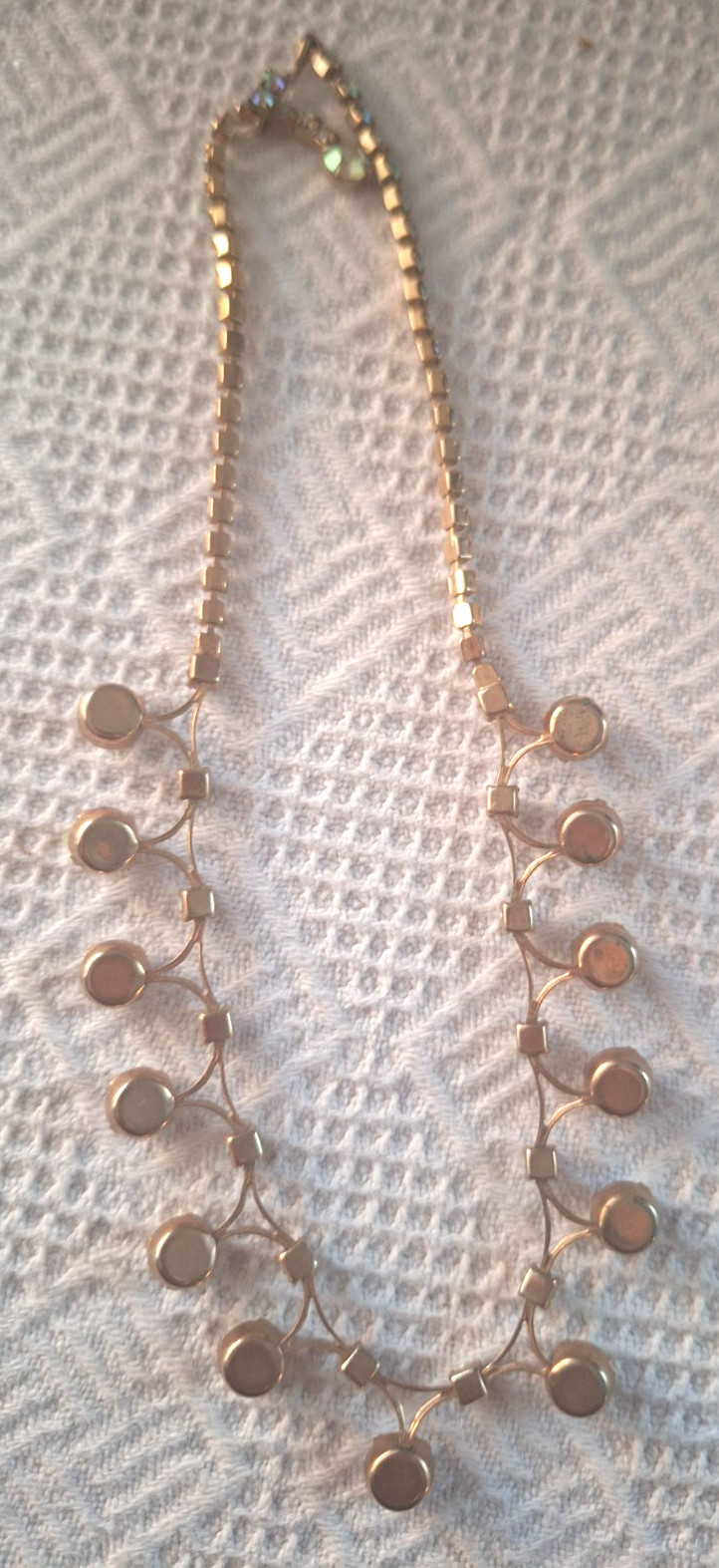 Necklace Aurora Borealis Rhinestone 1960 Vtg Iridescent Blue New Year’s Eve Prom