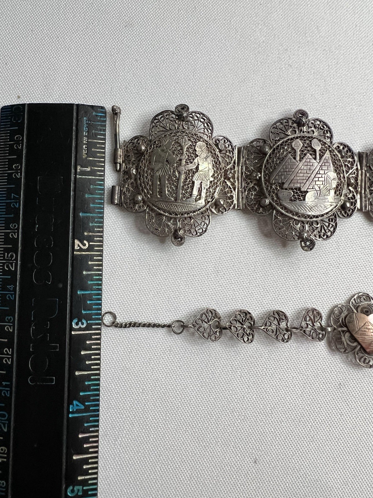 Vintage Egyptian Silver Souvenir Filigree Bracelets Lot Of 2 Made Egypt