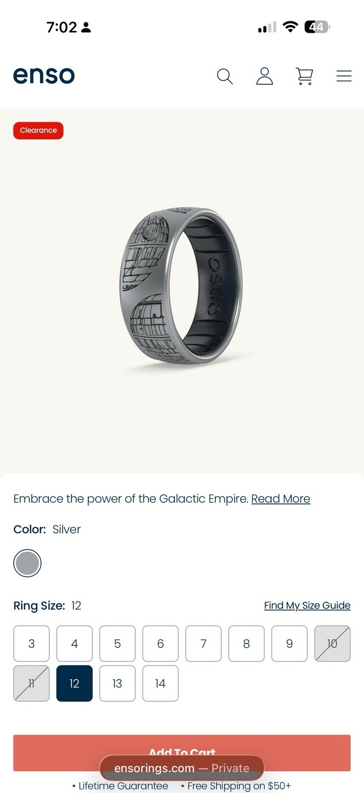 Enso Star Wars Silicone Ring Size 12…..New!