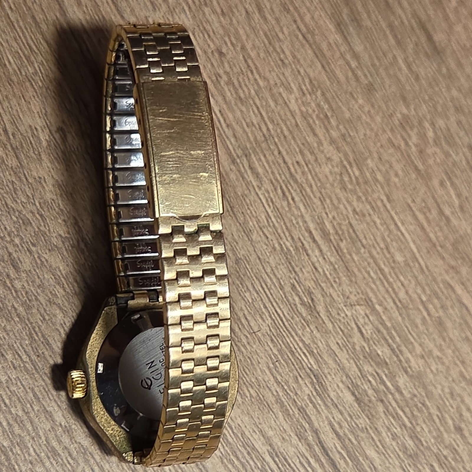 Elgin Incabloc Automatic Day/Date Gold Dial Gold Bracelet Watch 28-31.9mm