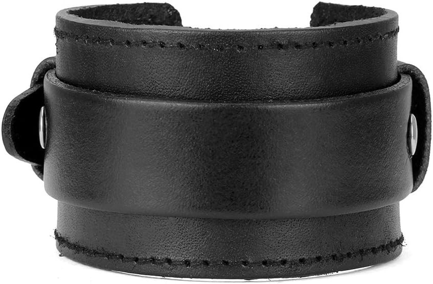 Rock-Inspired Leather Cuff Bracelet – Lightweight Adjustable Band for All Ages