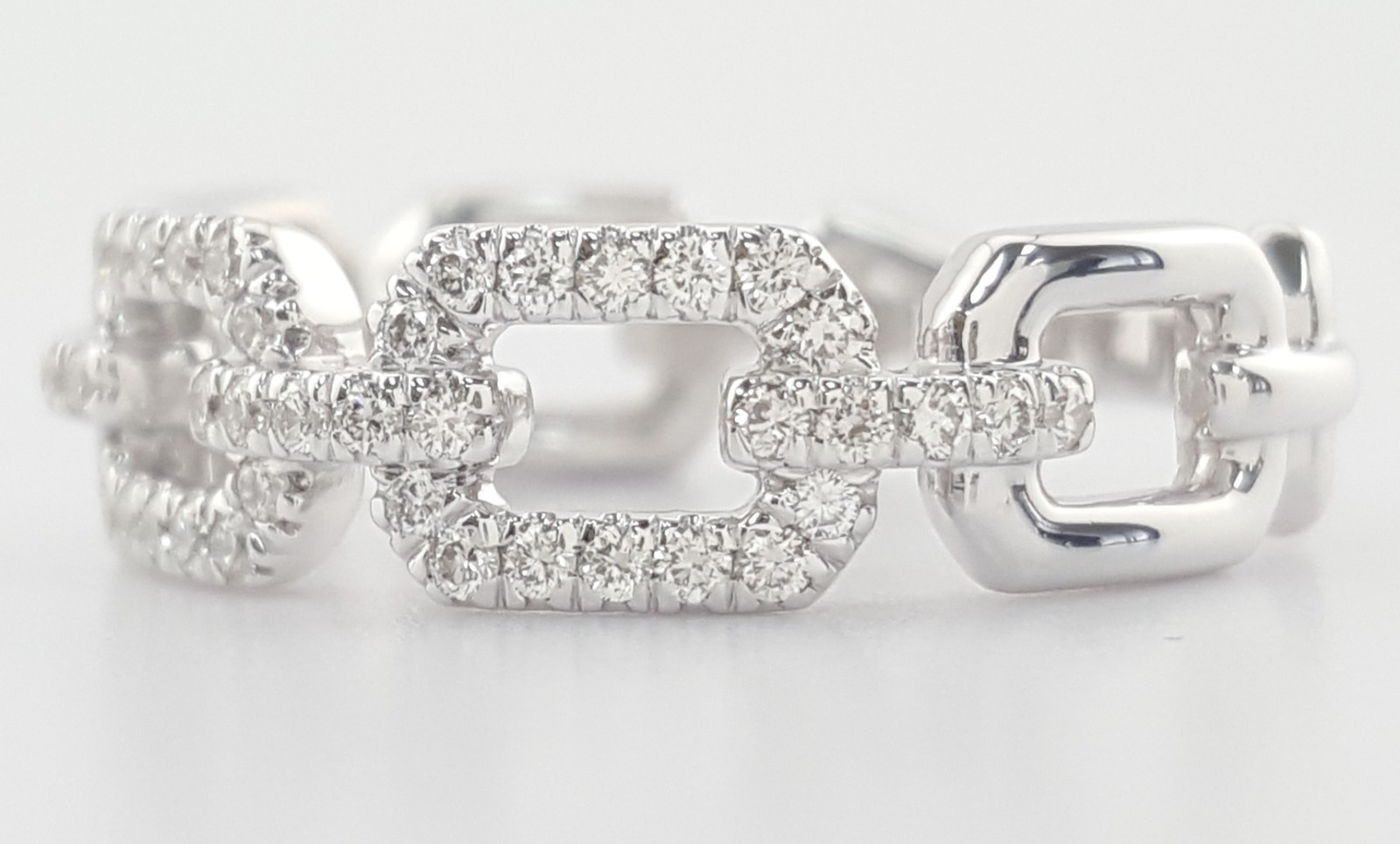 Gabriel & Co. Round Pave Diamond Link Band Ring 0.35 ct 14k Rtl $1,975