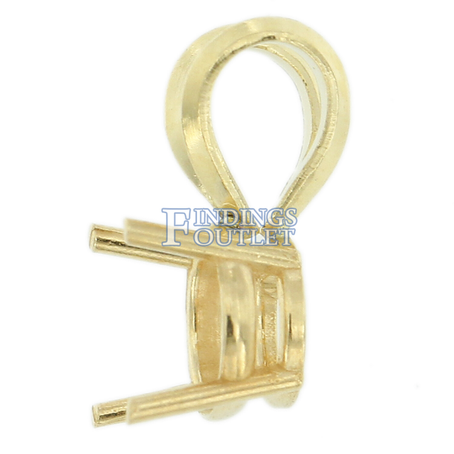 14K Yellow Gold Round Pendant Setting Rabbit Ear Bail Mounting 0.05ct – 5.00ct