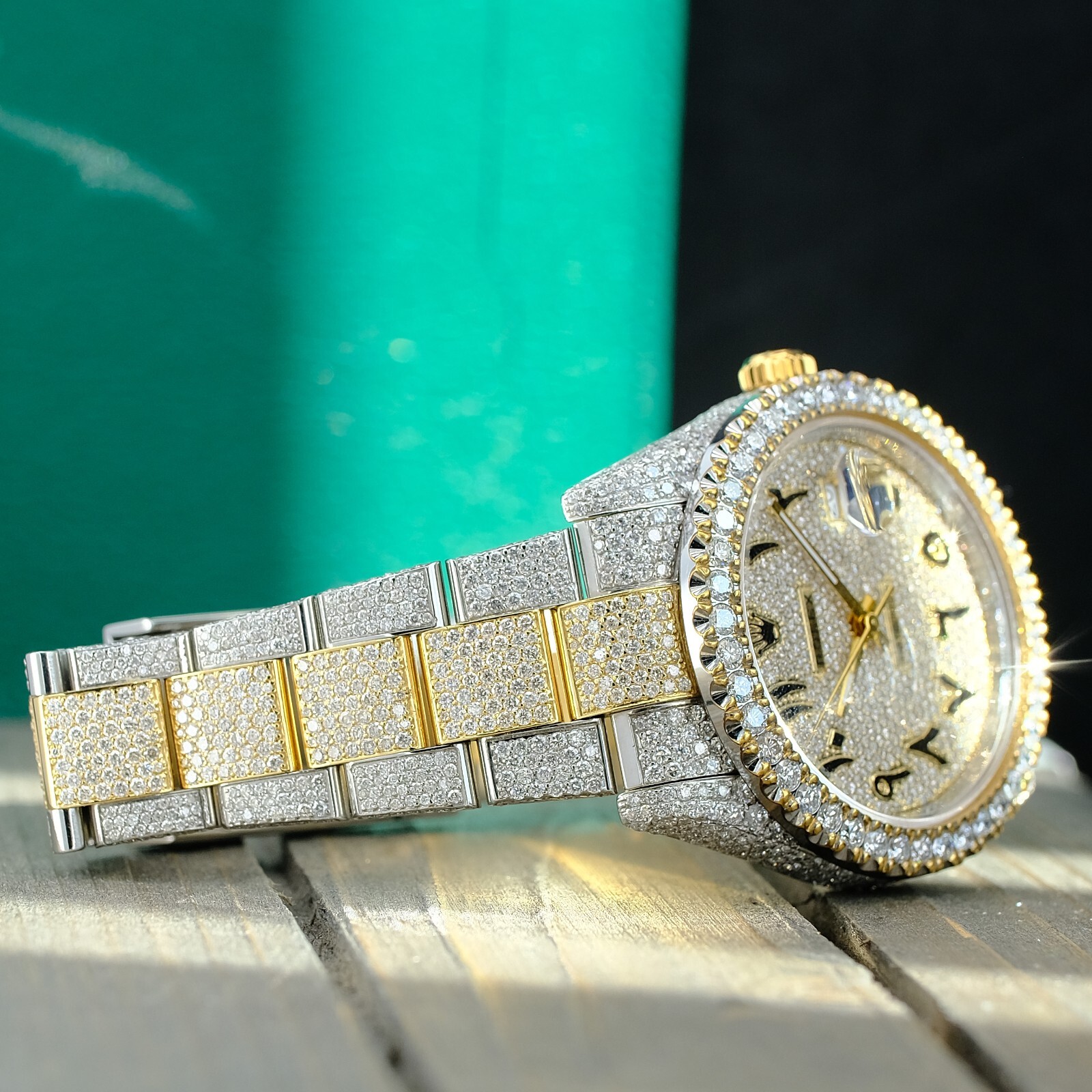 ROLEX MENS DATEJUST II 126333 MENS WATCH 41MM FULL LOADED ICED OUT APPROX 14CTS