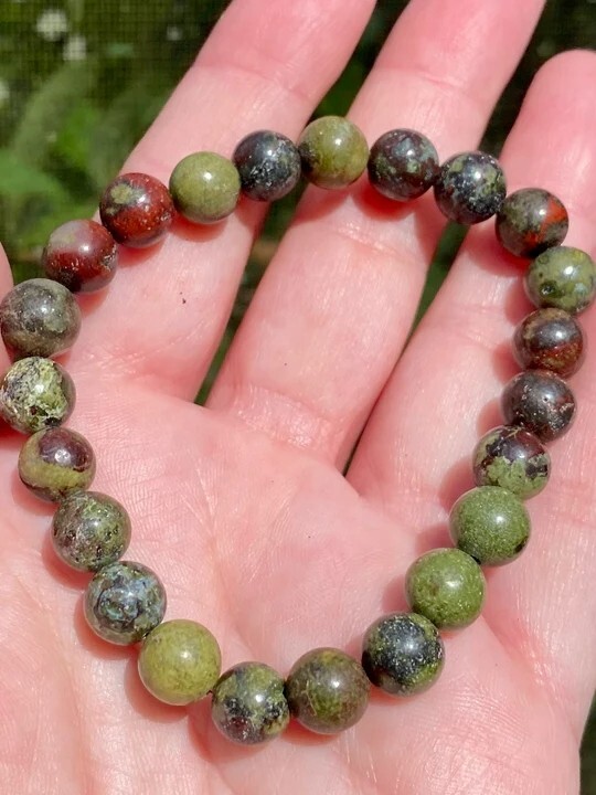 Dragon Blood Stone 8mm Beaded Balance Healing Reiki Stretch Women Men Bracelet