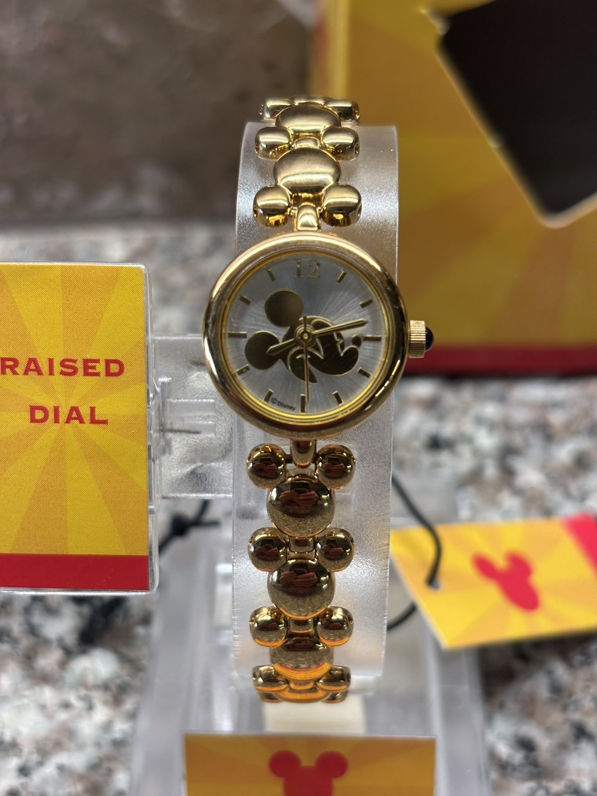 Disney Mickey Mouse Raised Dial Water Resistant Mineral Crystal Watch Bracelet